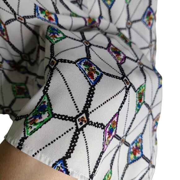 Daniel Rainn Boho Print Short Sleeve Button Down Blouse - Picture 8 of 10